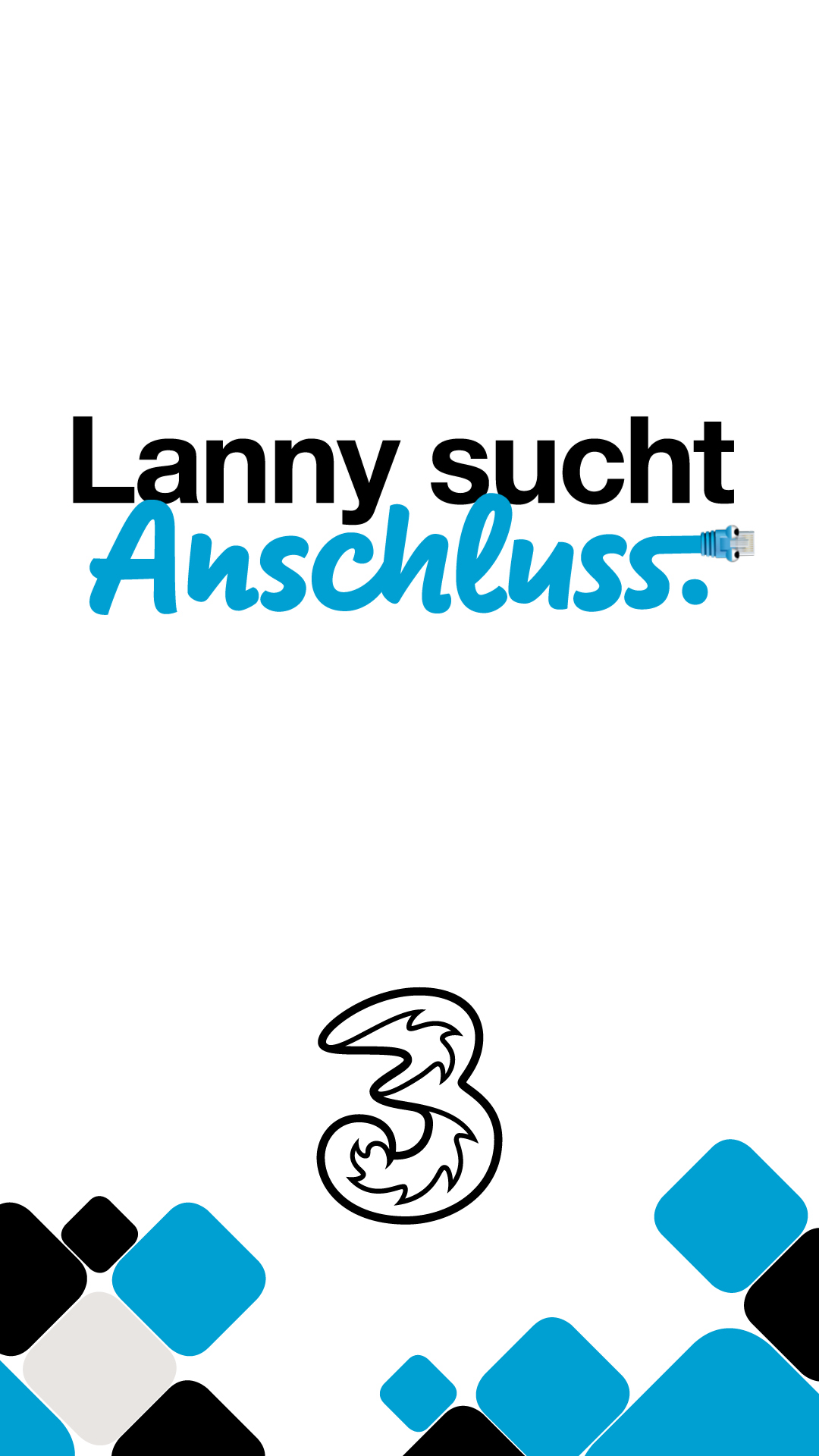Lanny sucht Anschluss start-screen artwork with the Drei logo